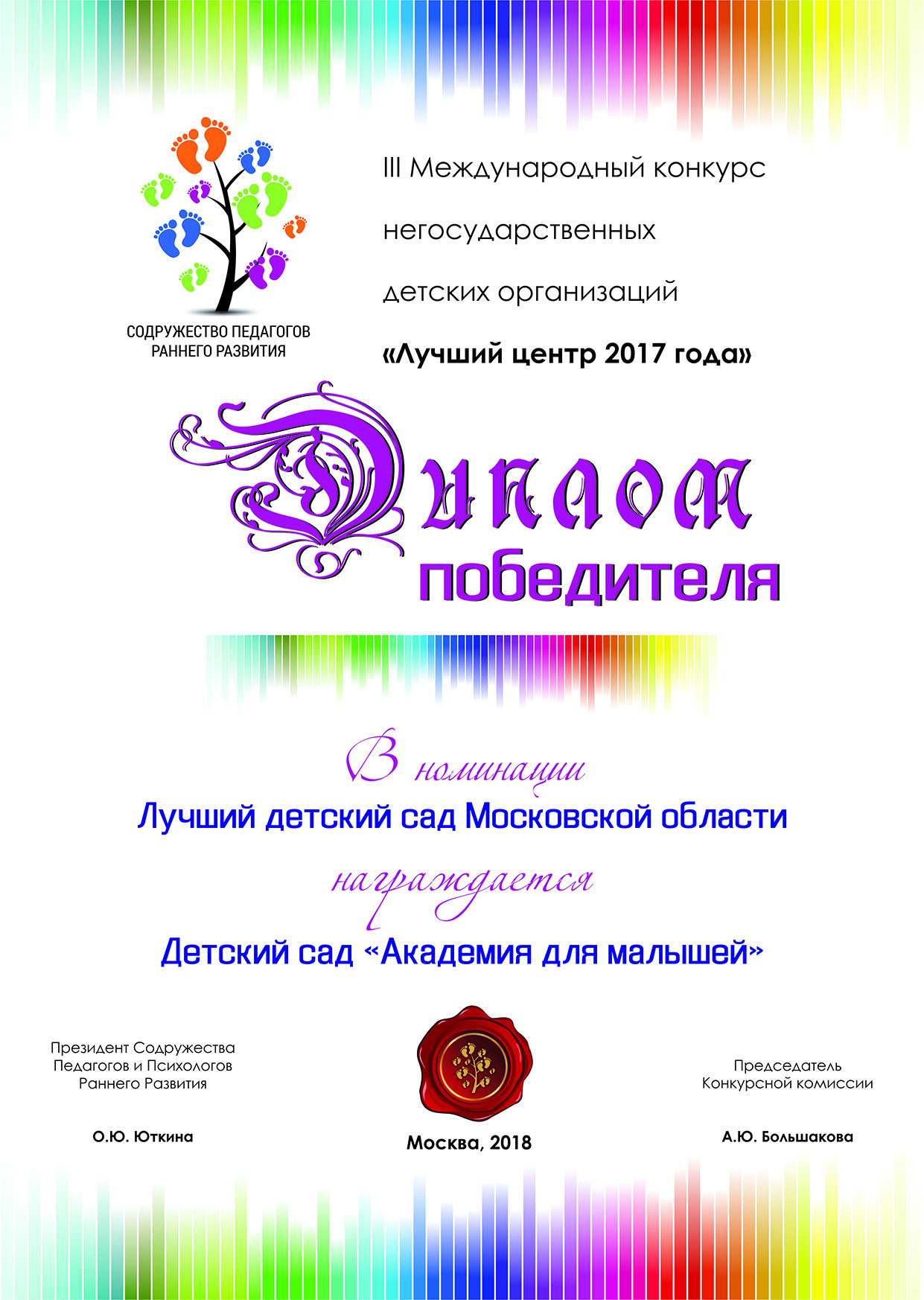 Диплом победителя конкурса Лучший детский сад 2017